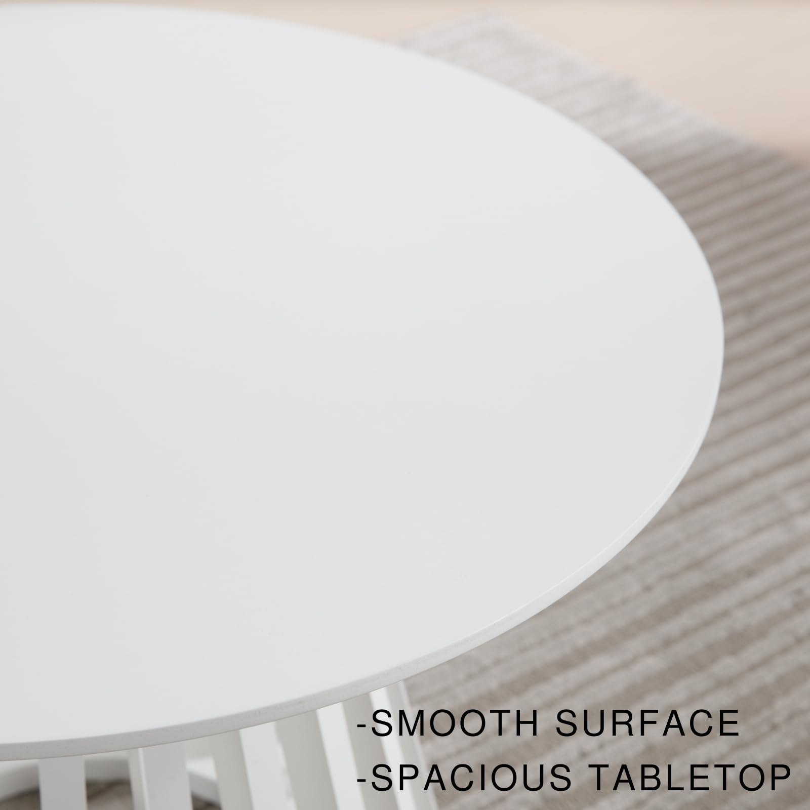 DUOMAY White Round Bar Table, 43.5" High Wood Bar Table with Stylish Geometric Base, Modern Style Cocktail Tables for Parties, Kitchen, Dining Room, Coffee Shop