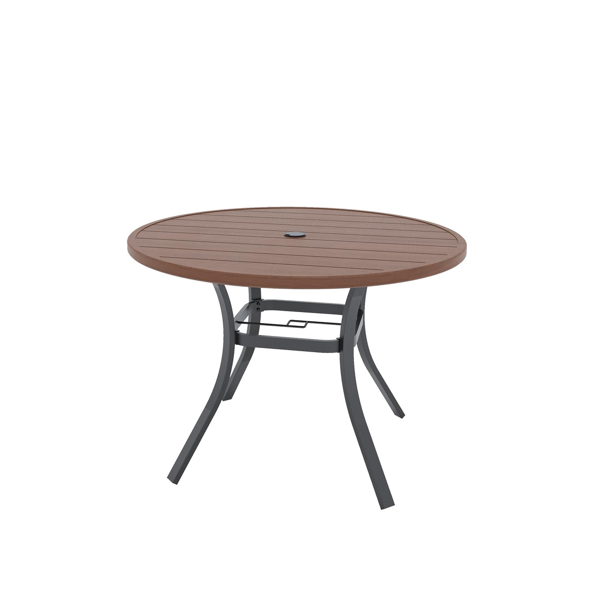 Anmutig 41" Round Outdoor Dining Table Metal Patio Table Brown Top