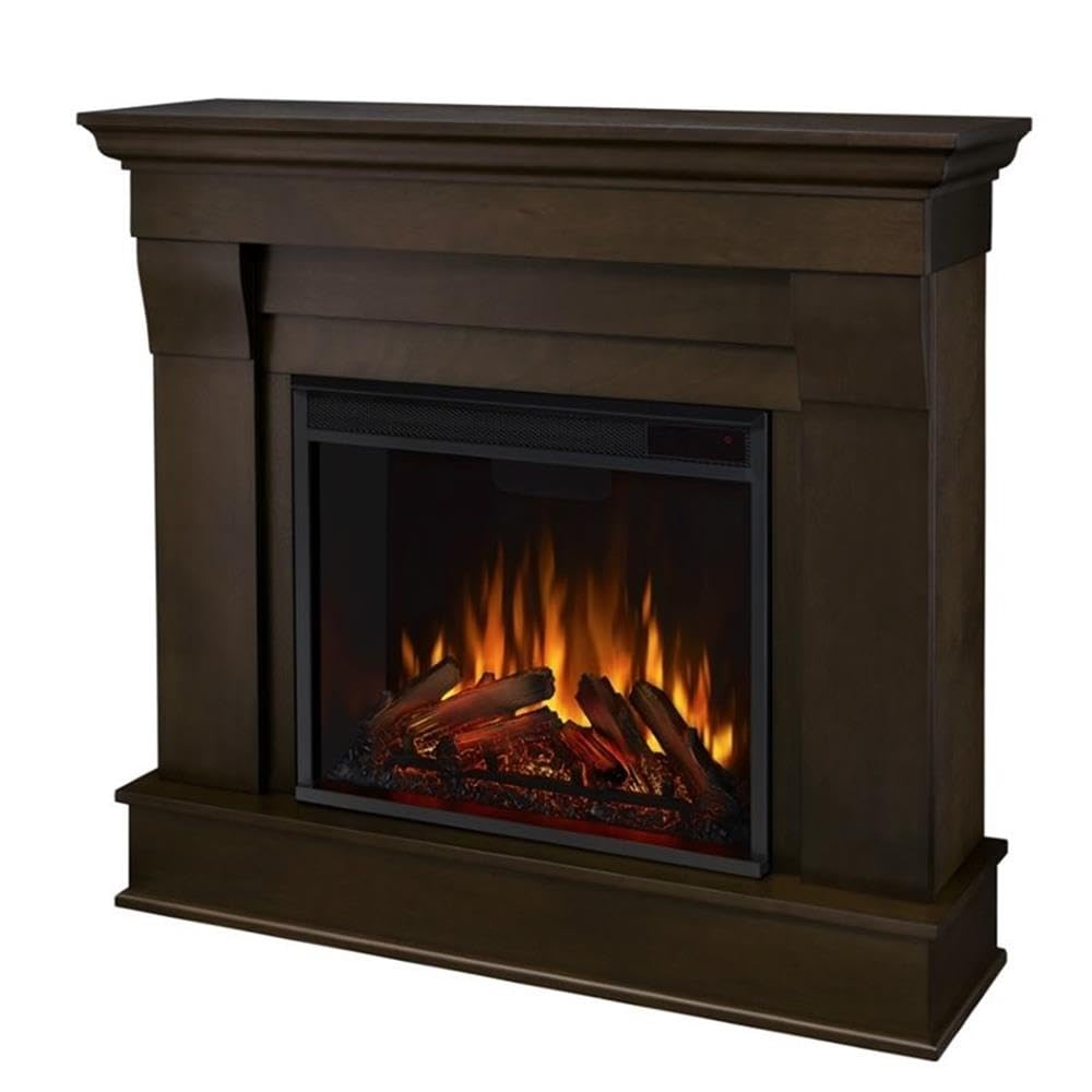 Real Flame Chateau 41” Electric Fireplace with Mantel for Living Room or Bedroom, Replaceable Fireplace Insert Heater, Realistic Log and Flame Effect, Remote Control, Timer