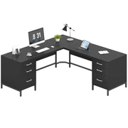 L-Shaped Corner Desk with 6 Drawers