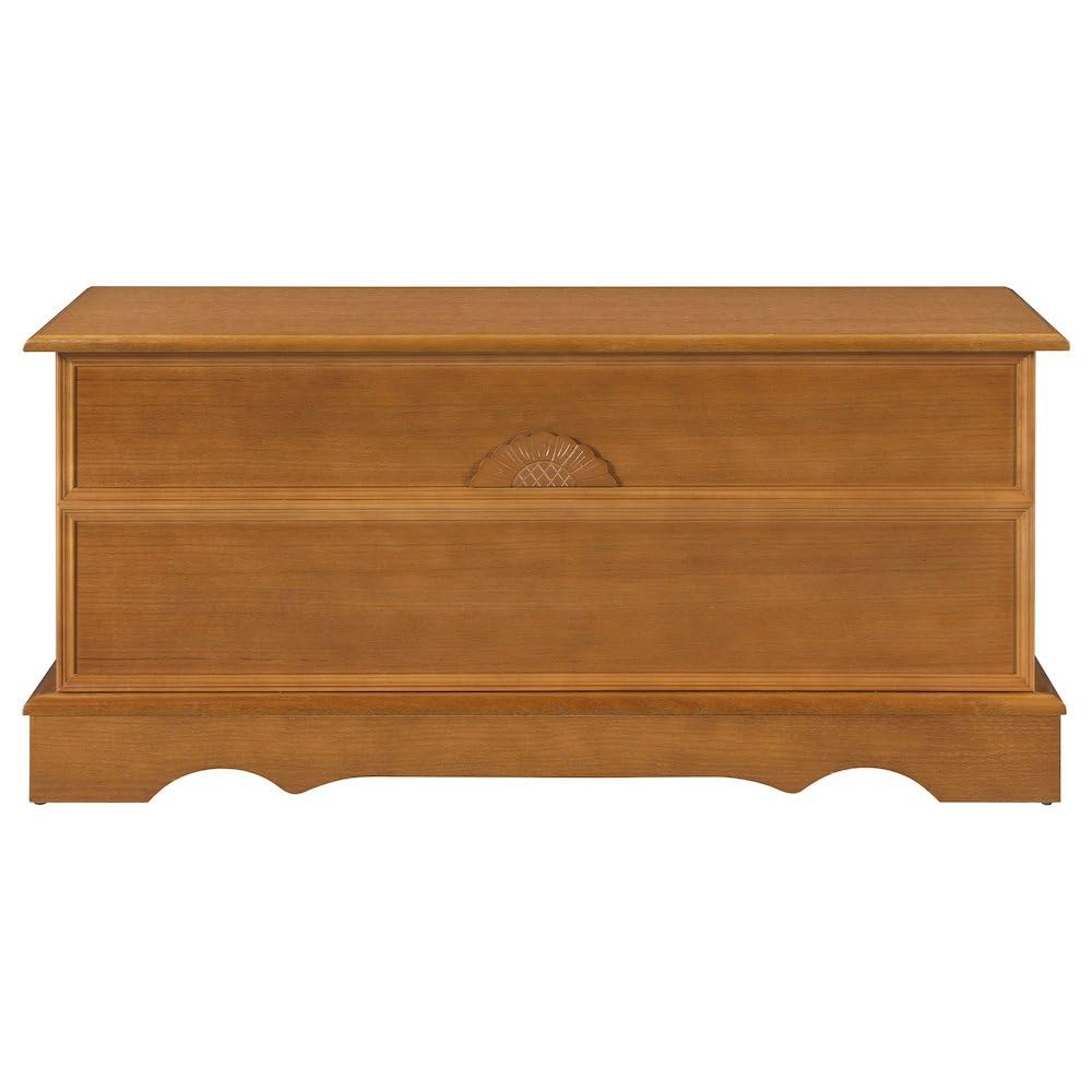 Furnifact Honey 40 Inch Wide Wooden Storage Trunk with Spacious Interior - Decorative Blanket Chest and Hope Chest for Bedroom, Entryway or Living Room