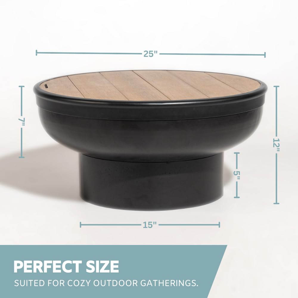 Round Wood-Burning Fire Pit Table