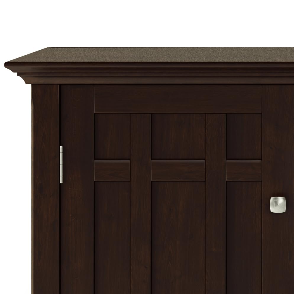SIMPLIHOME Bedford 54" Wide Solid Wood 2-Door Buffet in Dark Chestnut