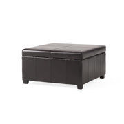 Square Leather Storage Ottoman