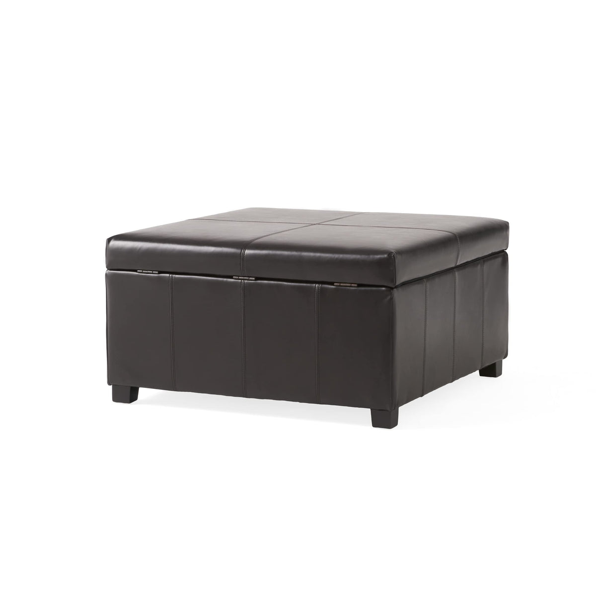 Square Leather Storage Ottoman