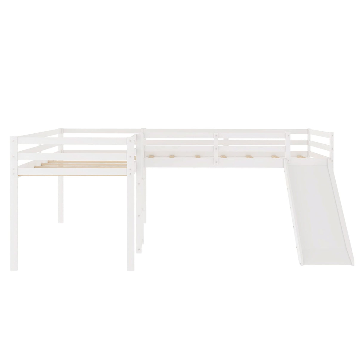 Twin L-Shaped Loft Bed with Slide