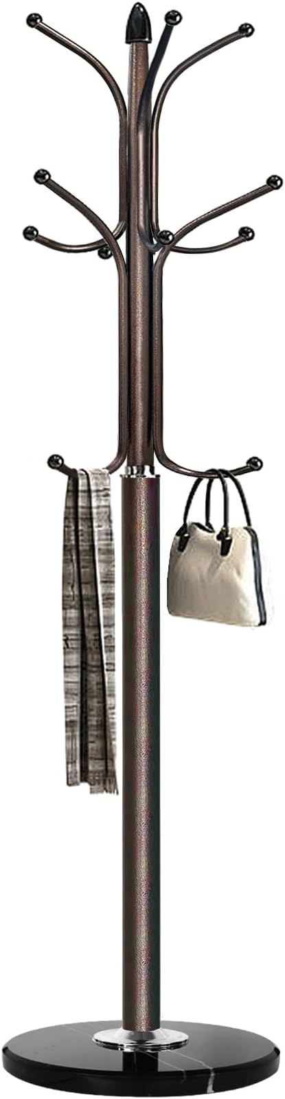 12-Hook Marble Base Coat Rack