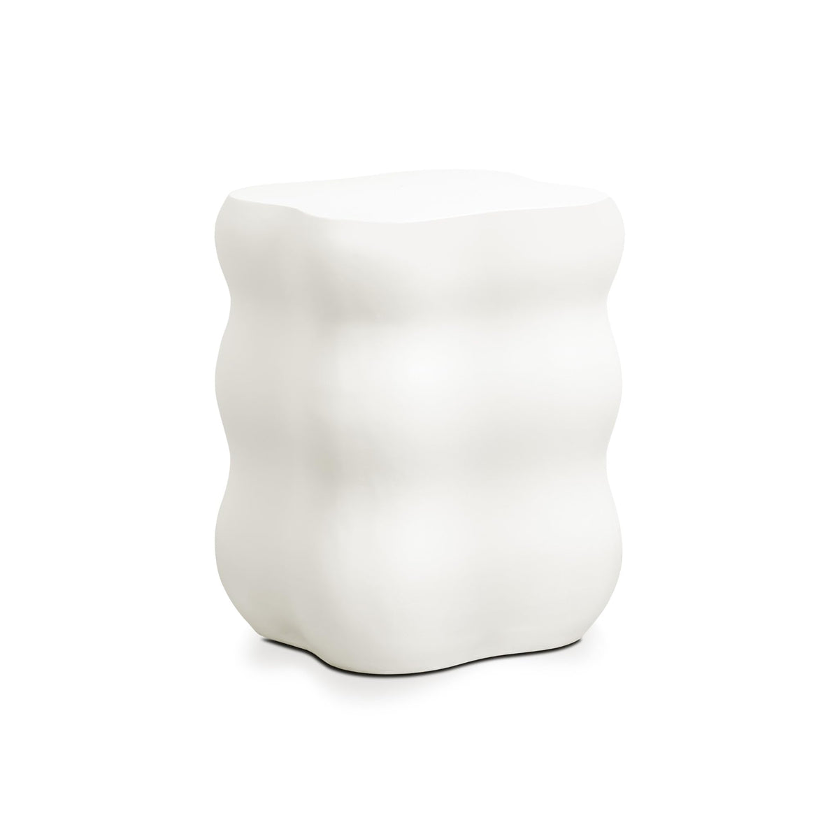 LuxenHome 18" White Concrete Outdoor Side Table, Small End Table for Patio
