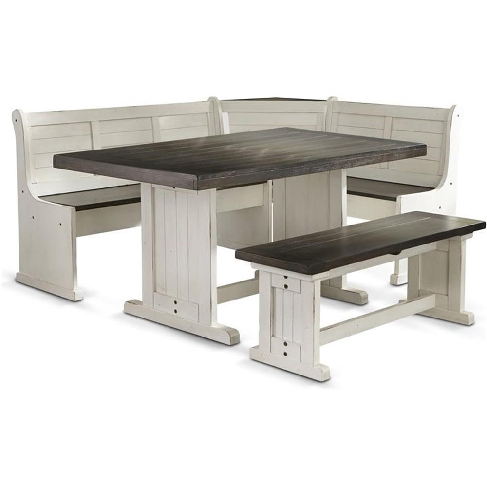 Wood Breakfast Nook Dining Set with Storage Benches