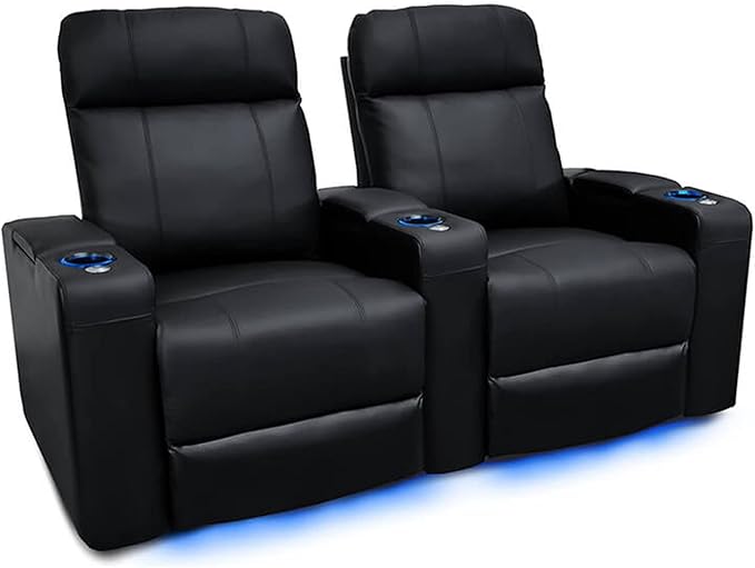 Power Recliner Home Theater Seat – Leather with LED & USB