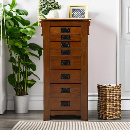 Powell Oak Kat Jewelry Armoire 19.625"L x 15.25"W x 40.625"H