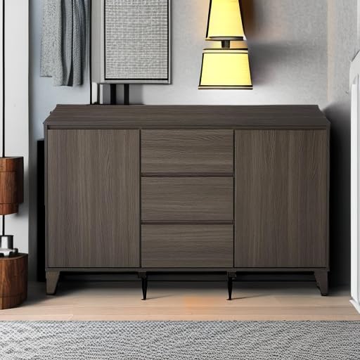 Kings Brand Furniture – Wood Buffet Server Cabinet Console Table, Oak Gray