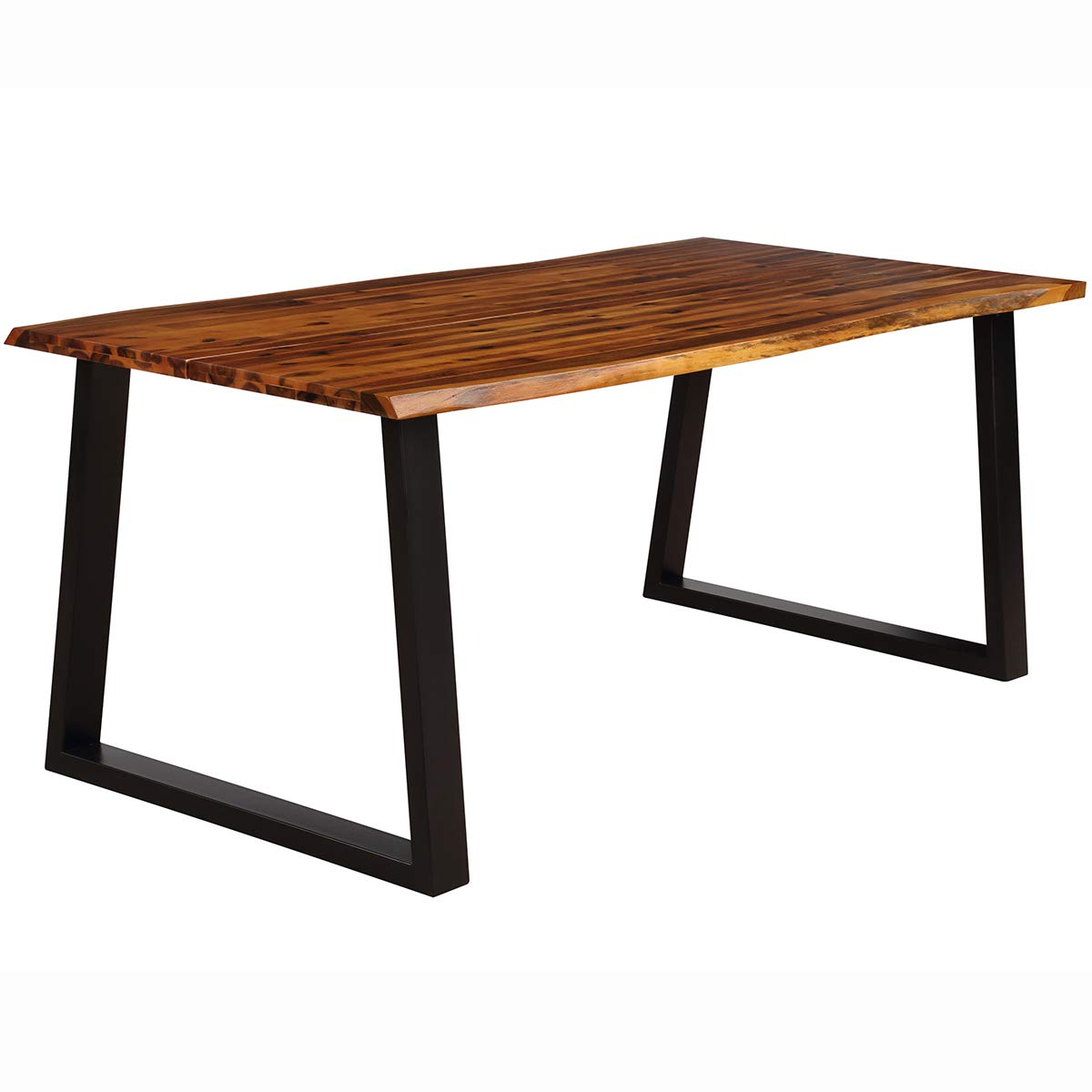 GIANTEX Rectangular Acacia Wood Dining Table Rustic Indoor & Outdoor Furniture (Rustic Brown&Black)