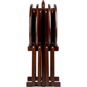 5-Piece Solid Wood Oval Snack Table Set with Storage Stand – Cappuccino