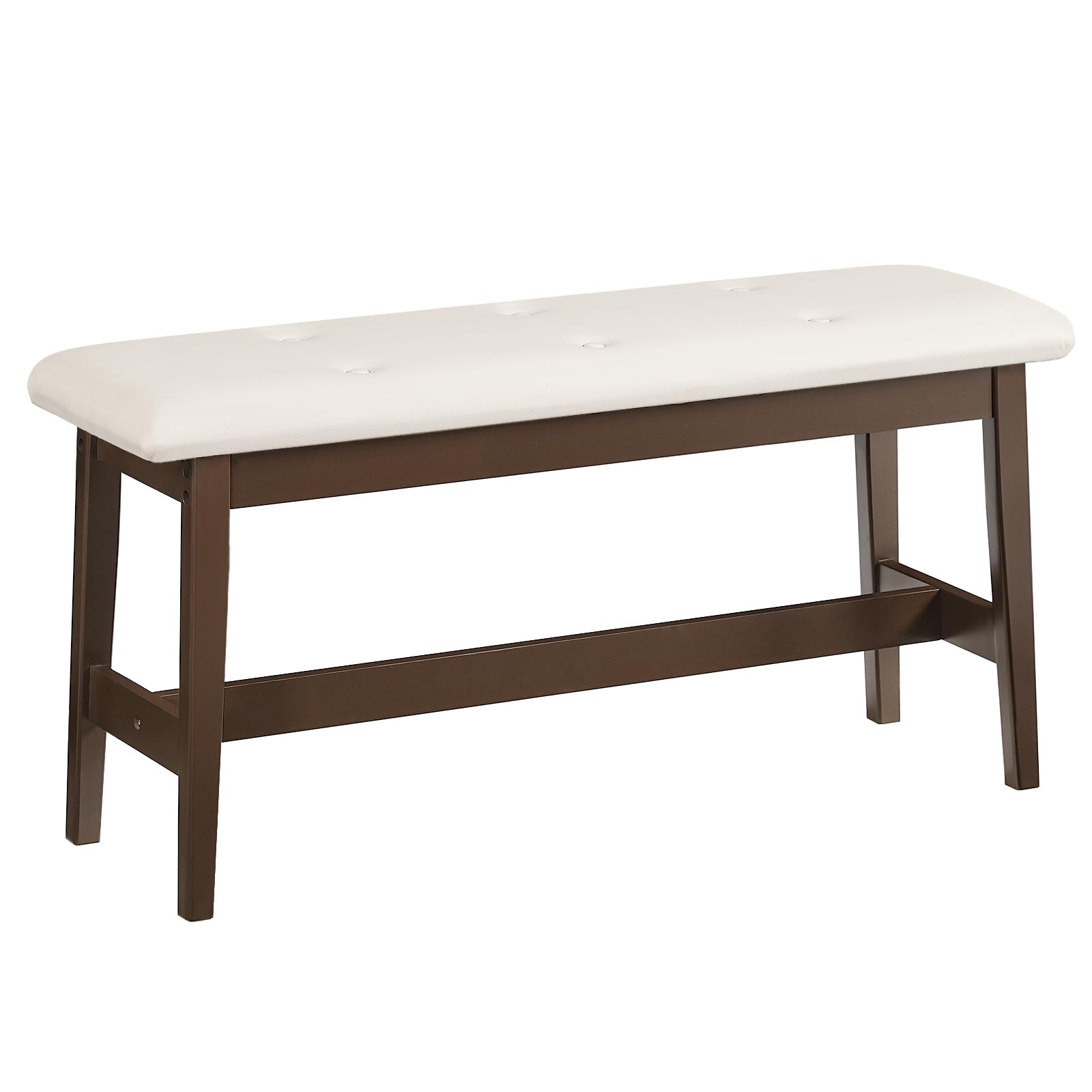 HOOBRO Dining Bench, Bamboo Dining Room Bench with PU Leather Upholstered Seat, for Kitchen, Living Room, Hallway, Kitchen, Entryway, Beige and Brown CE13CD01