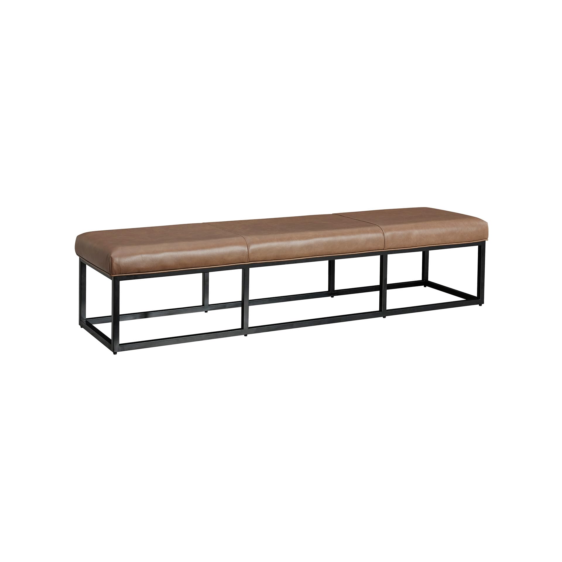 Leather Upholstered Accent Bench – Dark Brown & Black