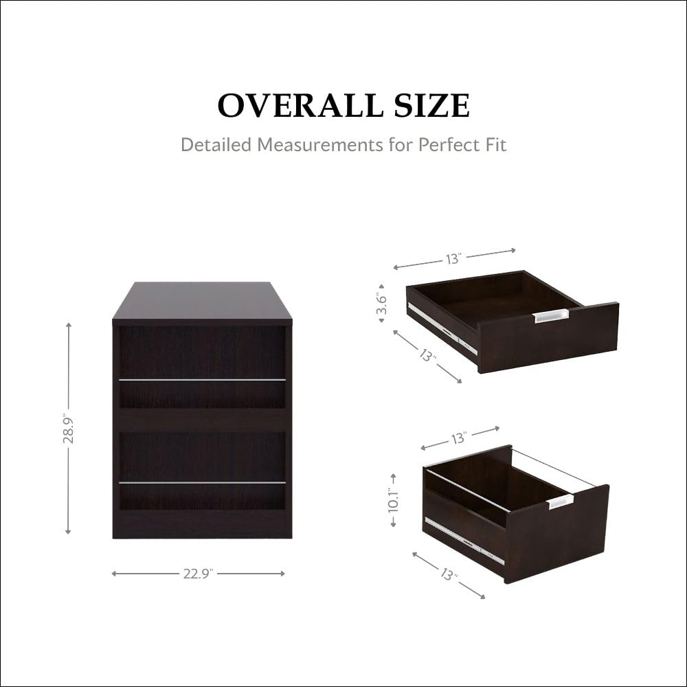 3-Drawer Office Desk with File Cabinet & Magazine Racks, Espresso