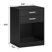 ADORNEVE Night Stand Set 2,Black Nightstand with Charging Station & Drawers,Night Stands for Bedrooms Set of 2,Bedside Table with Drawers