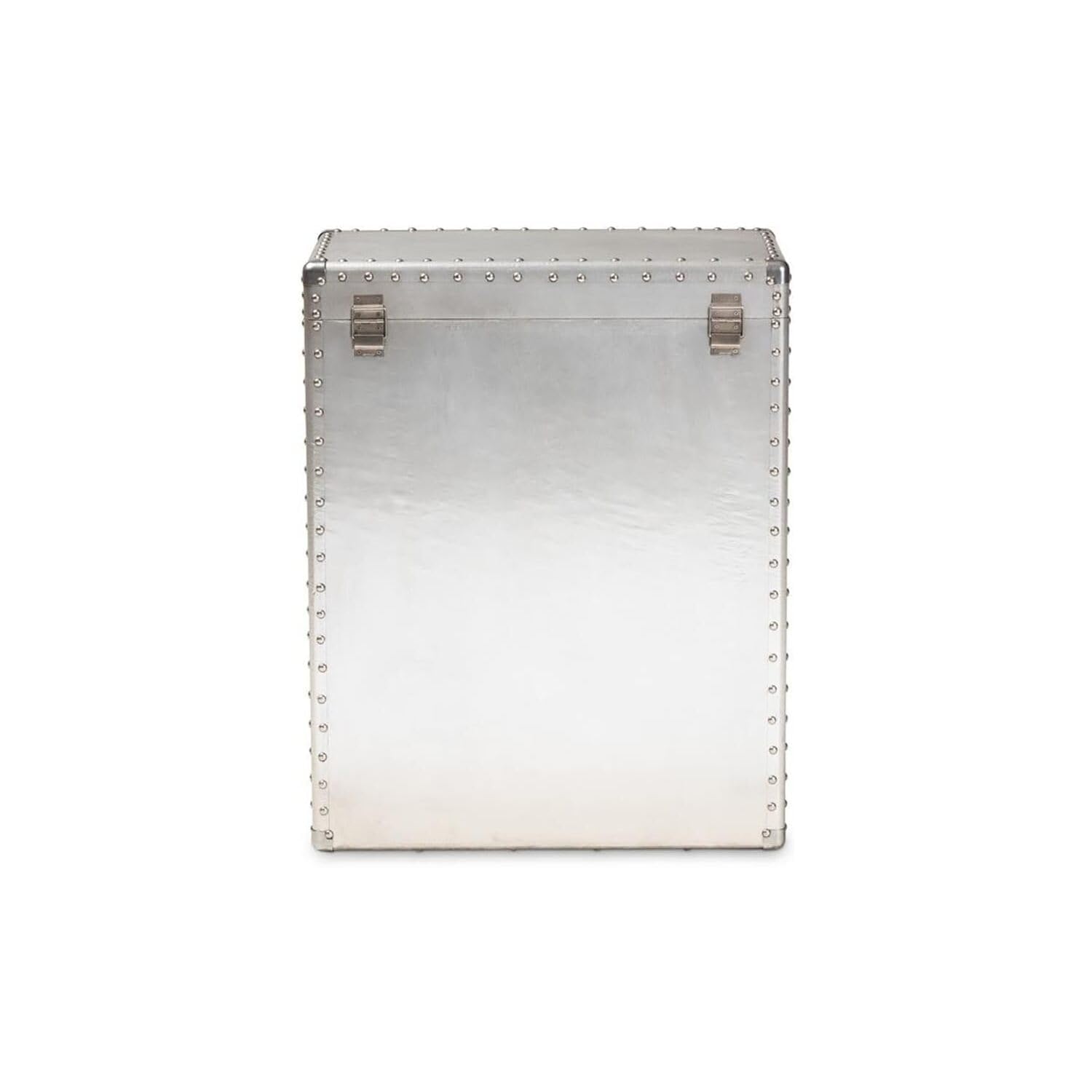 HomeStock Sophisticated Simplicity French Industrial Silver Metal 3-Drawer Accent Storage Chest