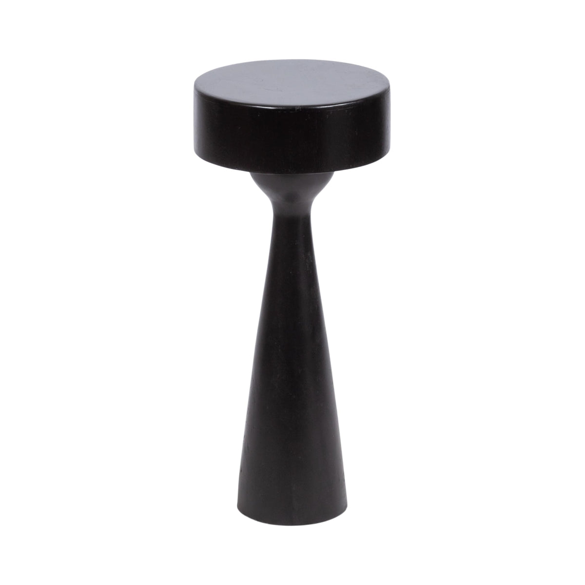 Kate and Laurel Solbrett Modern Sophisticated Round Drink Table; 10 x 10 x 22; Black; Contemporary Sculptural Bedroom Nightstand with Unique Pedestal Table Design for Use as Indoor Plant Stand