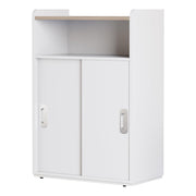 PROXRACER 22" Slim Floor Cabinet with Sliding Doors & Adjustable Shelves, Shallow Storage Cabinet for Bathroom, Living Room, Kitchen & Small Spaces, White