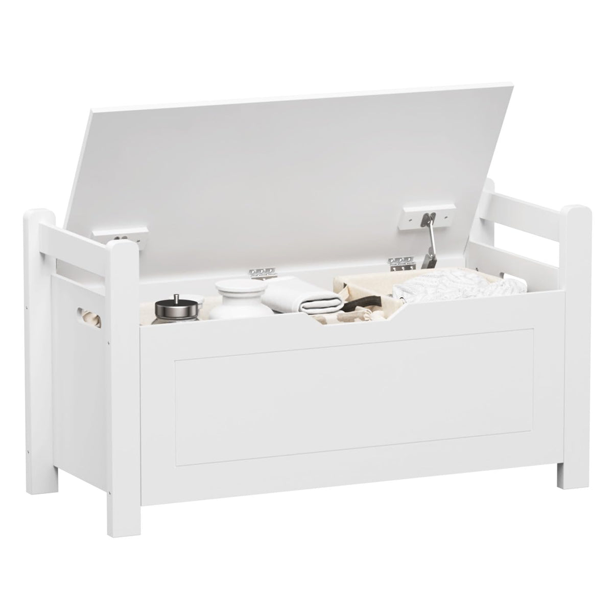 White Cushioned Storage Bench