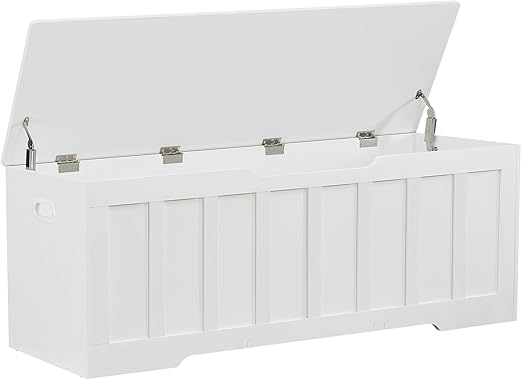 Large Wooden Storage Bench with Safety Hinges