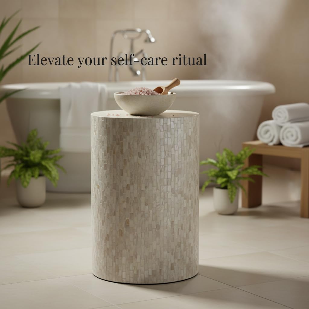 Mother of Pearl Drum Side Table