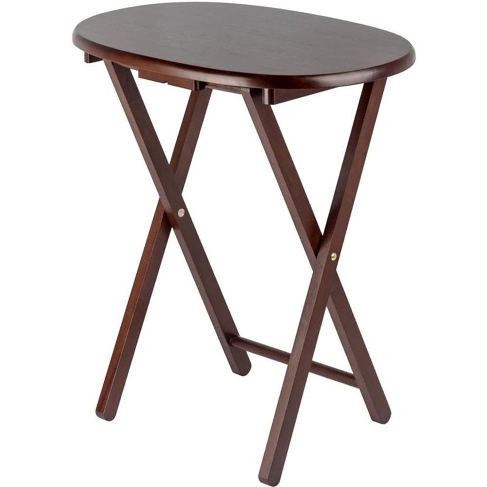 5-Piece Solid Wood Oval Snack Table Set with Storage Stand – Cappuccino