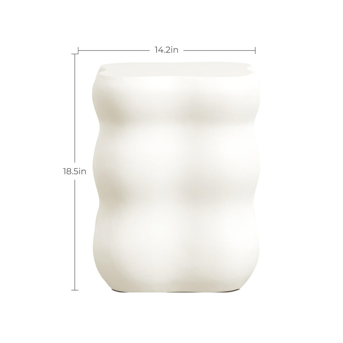 LuxenHome 18" White Concrete Outdoor Side Table, Small End Table for Patio