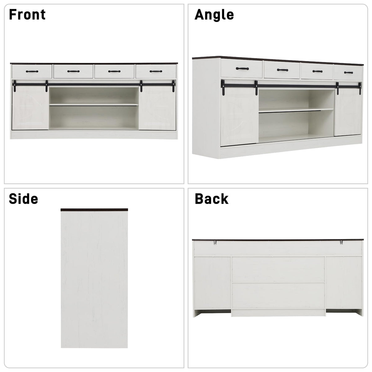 70” Large Buffet Sideboard Cabinet w/4 Drawer,Farmhouse Coffee Bar Cabinet Buffet with Storage,Sliding Door,Long Kitchen Buffet Table,Kitchen Sideboard Storage Cabinet,Credenza for Dining Room,White