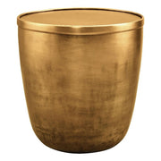 Brass-Finish Drum Storage Side Table