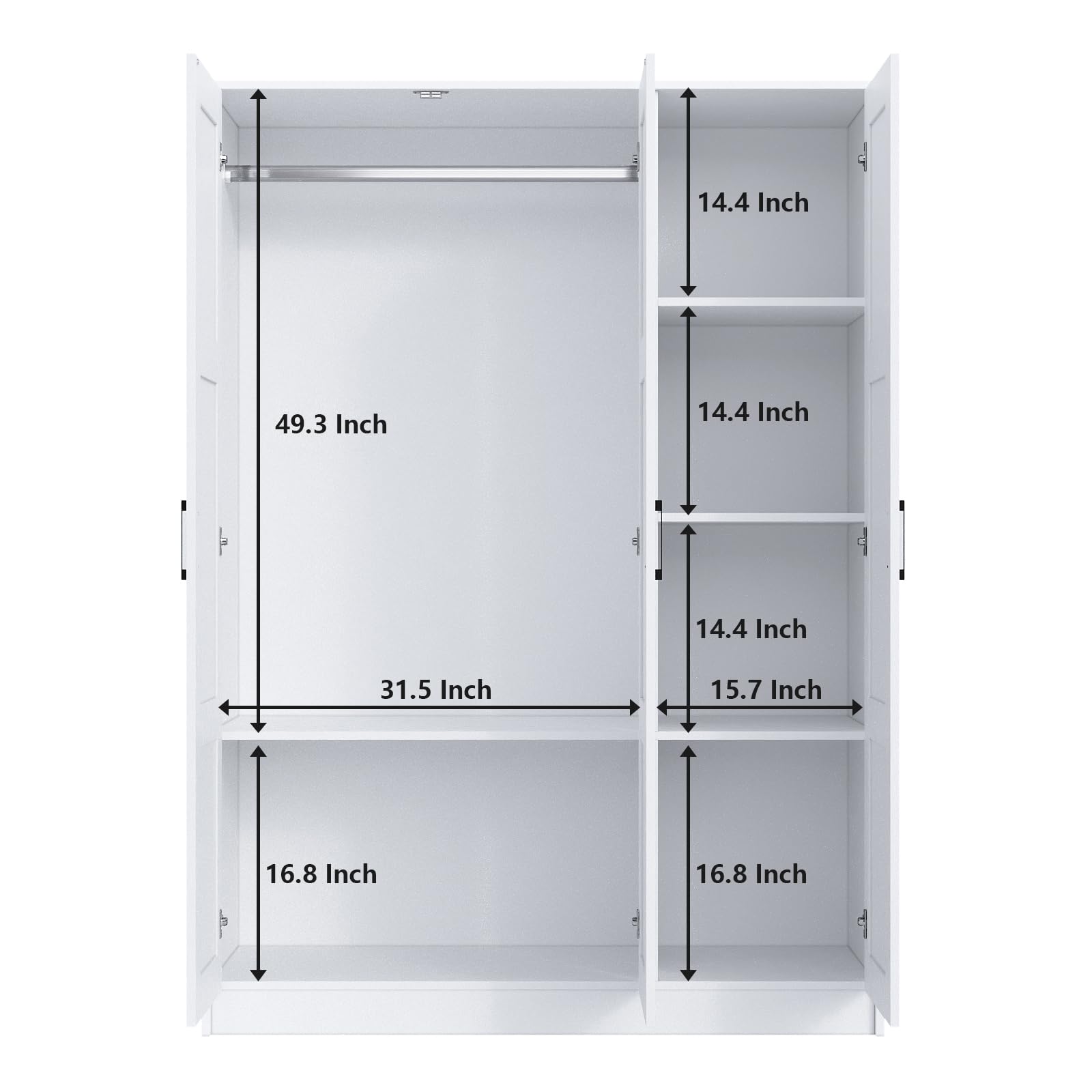3-Door Wooden Wardrobe Closet