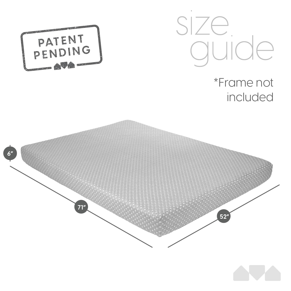 Milliard Full Size Futon Mattress, Light Grey, 71 x 52 x 6 Inch, Memory Foam Futon Mattress Full Size, CertiPUR-US, Comfy Sofa Bed, Couch, Removable Washable Hypoallergenic Cover, Frame Not Included