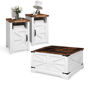 3-Piece Farmhouse Coffee & Side Table Set with Storage