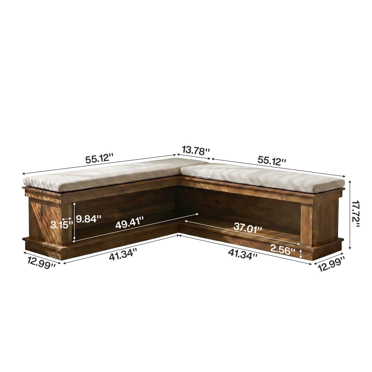 Tribesigns 55" L-Shaped Corner Storage Bench with Cushion