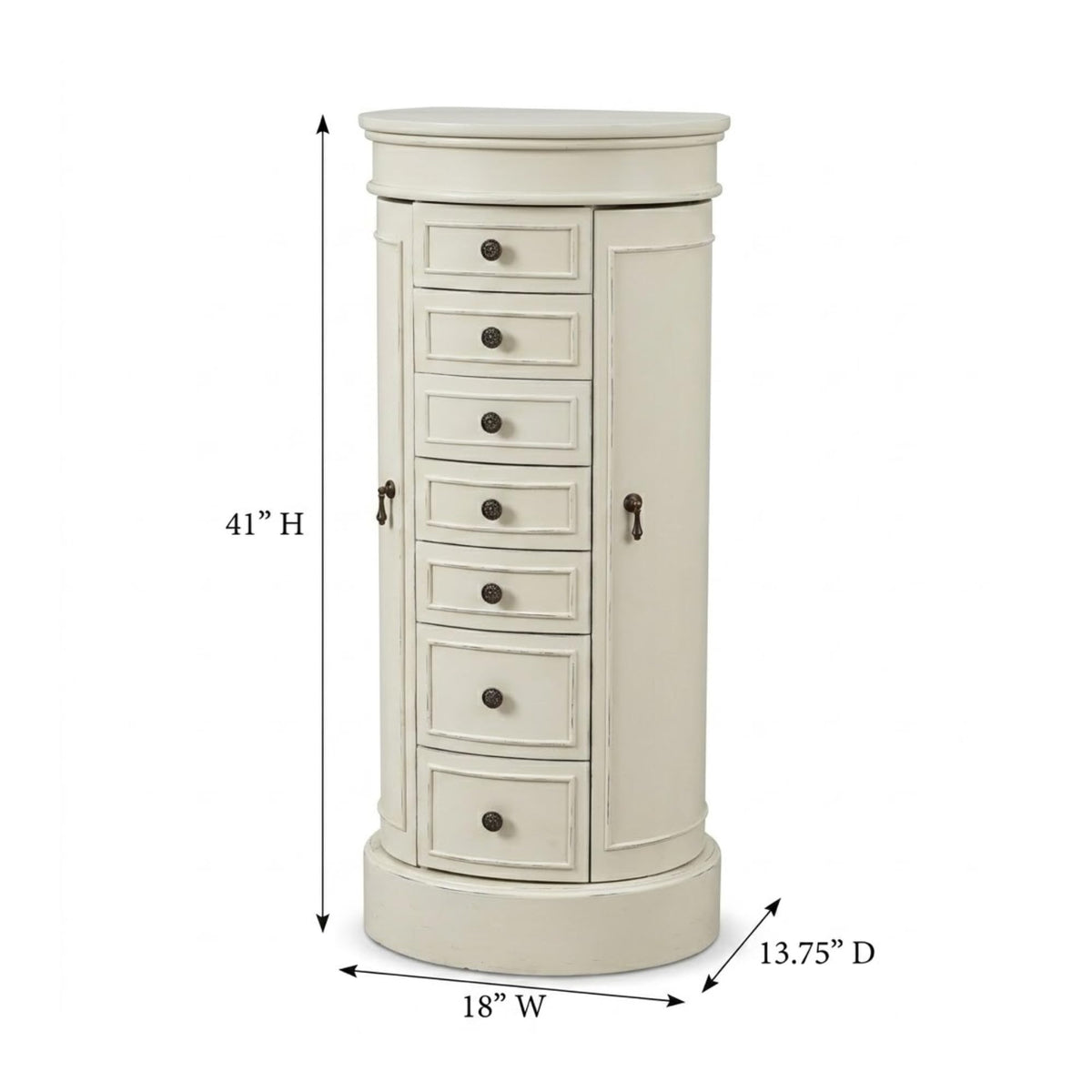 Oval 7-Drawer Jewelry Armoire