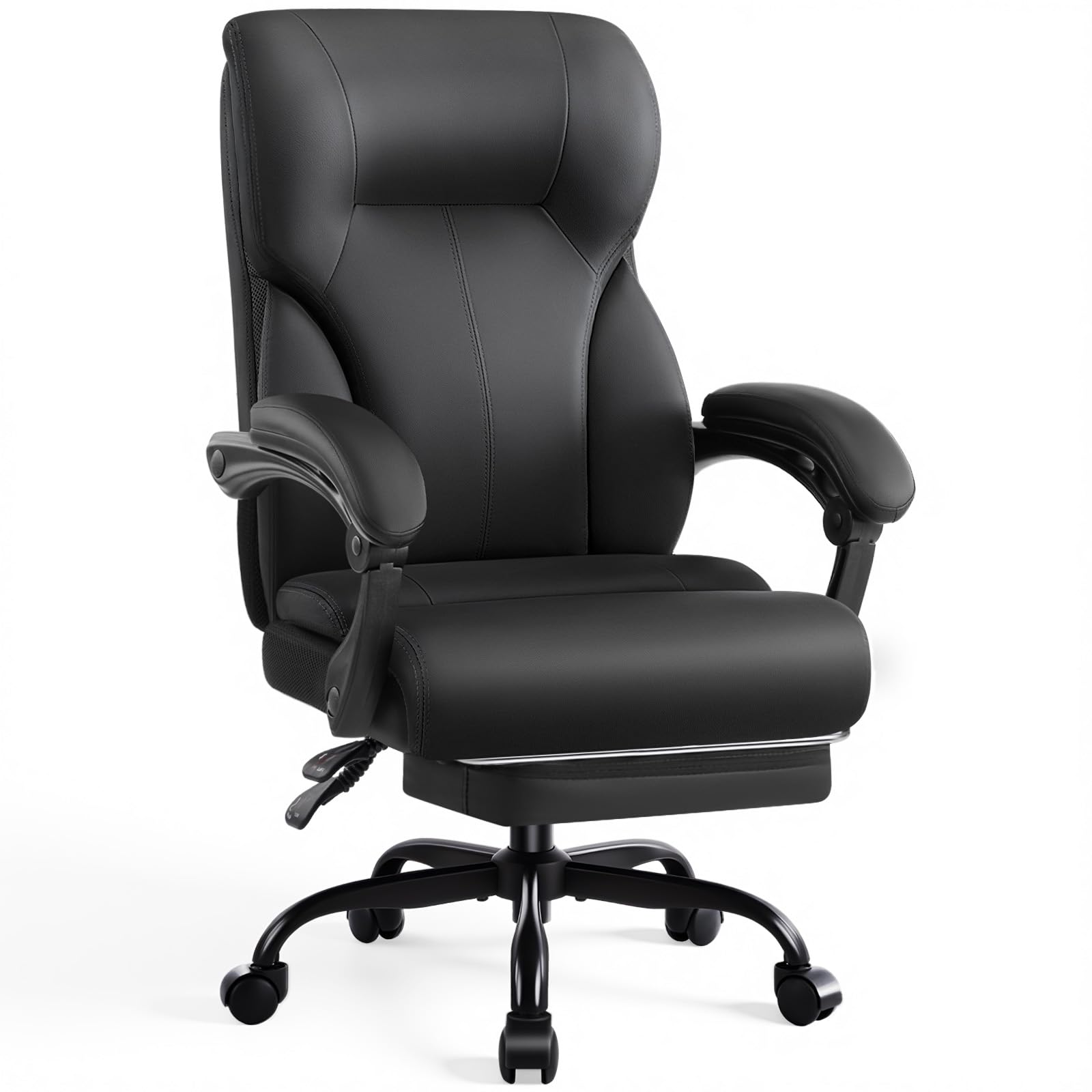 Ergonomic High-Back Office Chair with Footrest & Padded Armrests