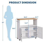 IDEALHOUSE Rolling Kitchen Island with Storage Cabinet, 40.4'' Width Kitchen Cart, Portable Mobile Kitchen Island with Towel Rack, Wood Top and Lockable Wheels for Kitchen, Dining Room
