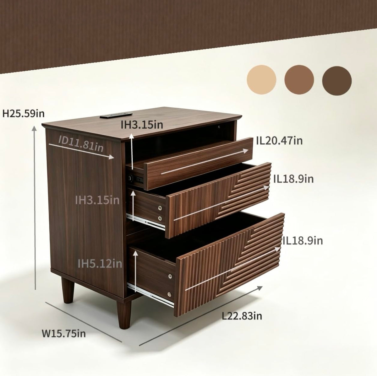 Fluted Charging Nightstand