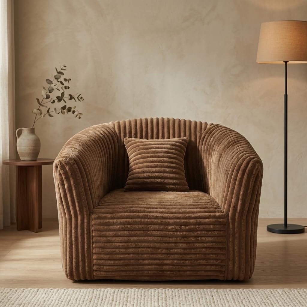 Claiks Boneless Cloud Chair, Corduroy Accent Chair for Living Room, Brown