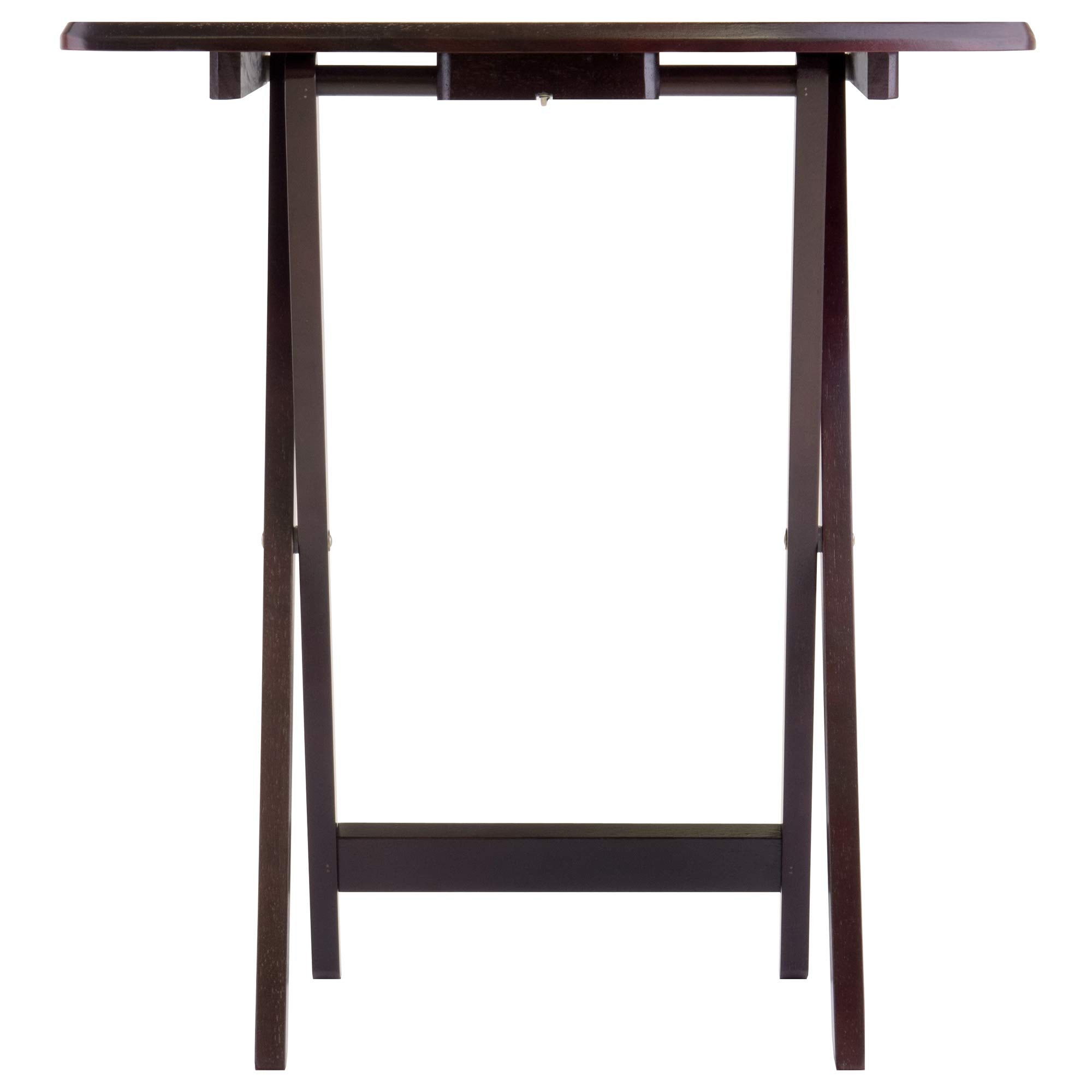 Winsome Dylan Set of 4 Oversized Foldable Snack Tables with Storage Rack, 26" in Espresso, Easy to Store Portable Fold Up Table Set for Kitchen, Living Room TV Dining, Crafts, Puzzles, Work From Home