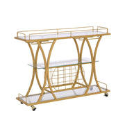 3-Tier Rolling Bar Cart with Glass Shelves
