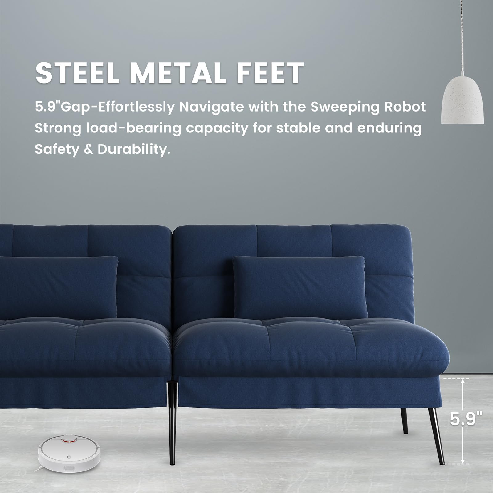 Convertible Futon Sofa Bed with Adjustable Backrest