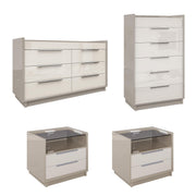 4-Piece Bedroom Furniture Set with Charging Nightstands, LED Dresser & Chest