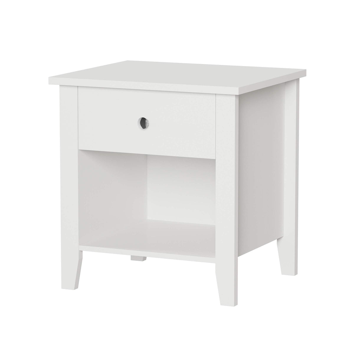 Lavish Home Wooden Nightstand with Drawer & Open Storage Shelf, White