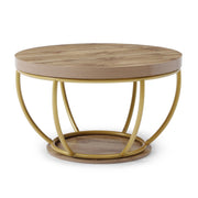 Round Coffee Table 31" 2-Tier with Open Storage Shelf