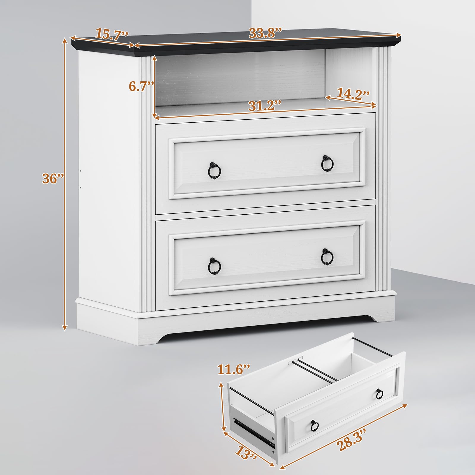 2-Drawer Lateral File Cabinet with Printer Stand