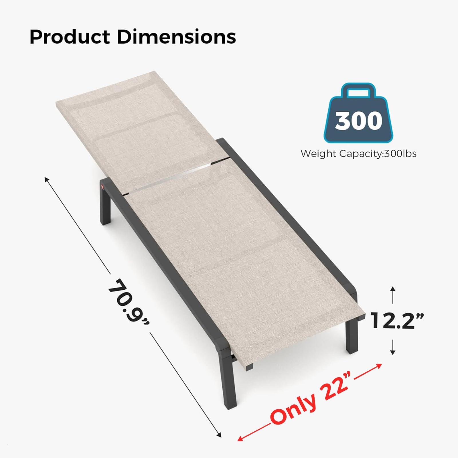 Foldable Outdoor Chaise Lounge Set of 2