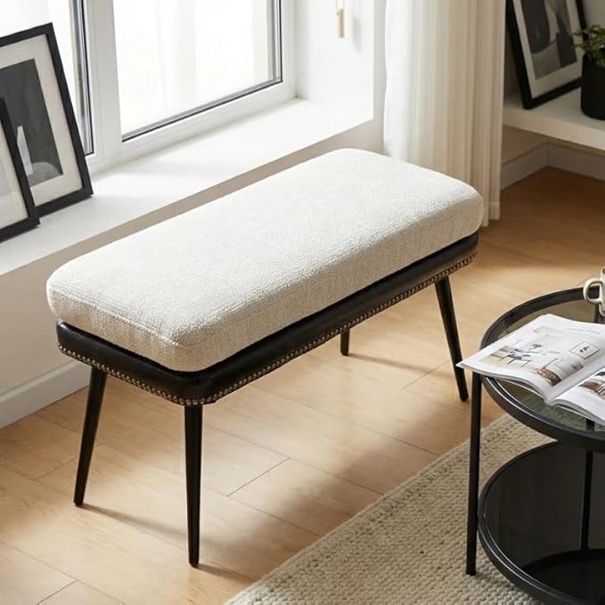 Upholstered Entryway Bench with Removable Cushion